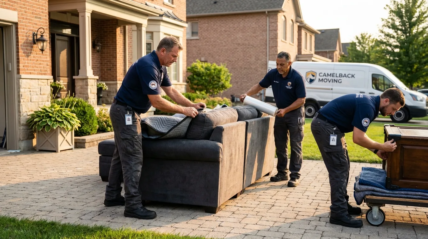 Large estate moving crew wrapping furniture in Roanoke, VA